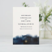 Navy Gold Hochzeit Save The Date (Stehend Vorderseite)
