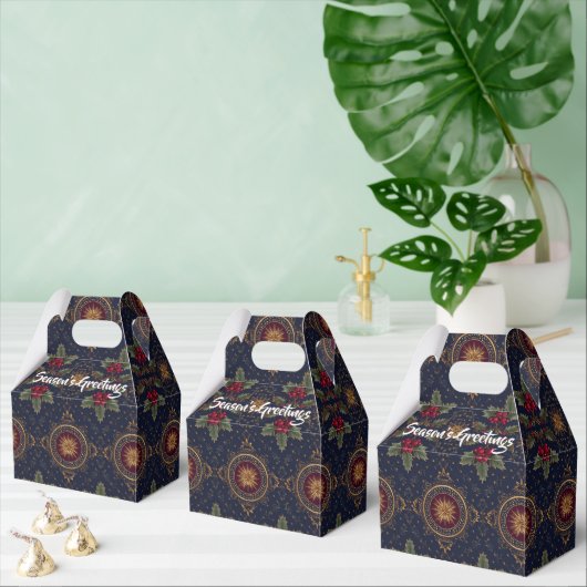 Navy Gold Holly Medaillon Muster Geschenkschachtel (Zahlreiche)