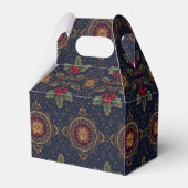 Navy Gold Holly Medaillon Muster Geschenkschachtel (Rückseite)