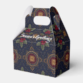 Navy Gold Holly Medaillon Muster Geschenkschachtel (Vorderseite)