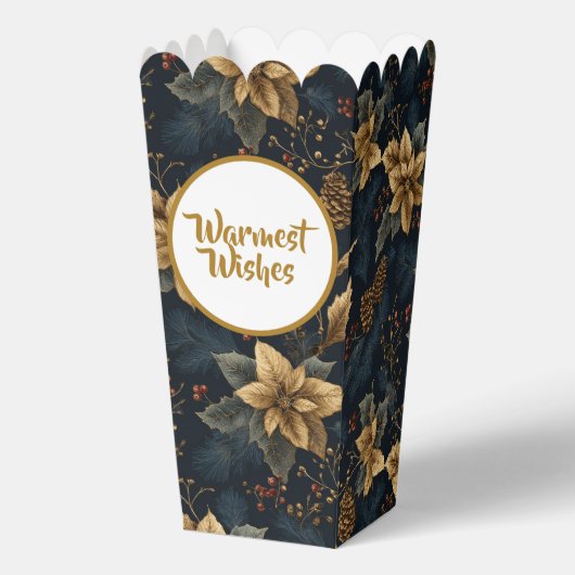 Navy Gold Holly Medallion Pattern Geschenkschachtel (Vorderseite)