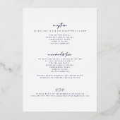 Navy Gold in einem Hochzeitsfoil Einladung (Rückseite)