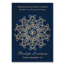 Navy Gold Indian Style DIY Zelt Platzkarte