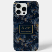 Navy Gold iPhone Case Sweet Sixteen Custom Name (Rückseite)