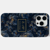 Navy Gold iPhone Case Sweet Sixteen Custom Name (Rückseite (Horizontal))