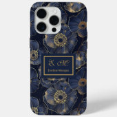 Navy Gold iPhone Case Trendy Quinceañera Monogram (Rückseite)