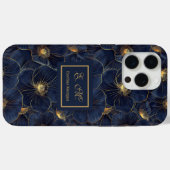 Navy Gold iPhone Hülle Elegantes Geburtstagsgesche (Rückseite (Horizontal))