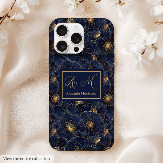 Navy Gold iPhone Hülle Elegantes Geburtstagsgesche