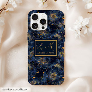Navy Gold iPhone-Hülle Lux Monogramm Florales Akze Case-Mate iPhone Hülle