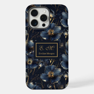 Navy Gold iPhone-Hülle Sweet Sixteen Blumen-Design iPhone 15 Pro Max Hülle