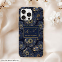 Navy Gold iPhone Hülle Trendige Quinceañera Monogr