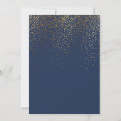 Navy & Gold Just Married Script Confetti Empfang Einladung (Rückseite)