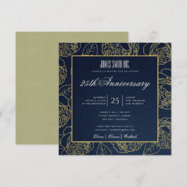 NAVY GOLD KRAFT ROSE FLORAL CORPORATE PARTY EVENT EINLADUNG