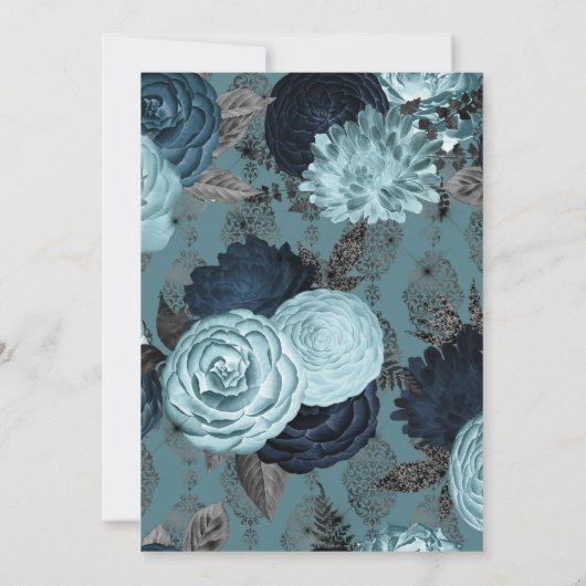 NAVY GOLD LAYERED FLORAL WEDING EINLADUNG (Rückseite)