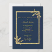 NAVY GOLD LEAF ELEGANT WEDD EINLADUNG (Vorderseite)