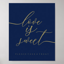 Navy Gold Liebe ist süß Poster
