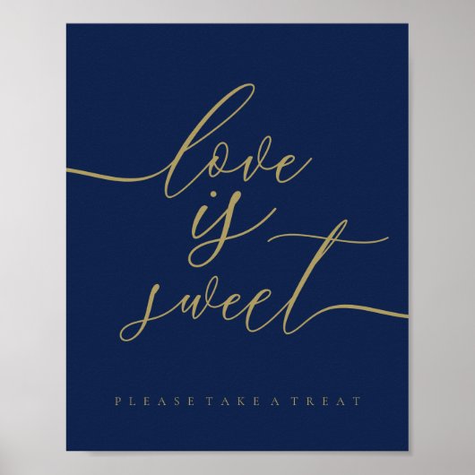 Navy Gold Liebe ist süß Poster (Vorne)