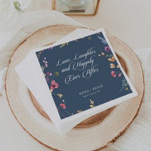 Navy Gold Liebe Lachen und ein glückliches Leben  Serviette