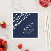 Navy & Gold Lights Frohe Weihnachtsfeier Serviette (Beispiel)
