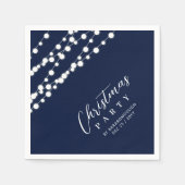 Navy & Gold Lights Frohe Weihnachtsfeier Serviette (Vorderseite)
