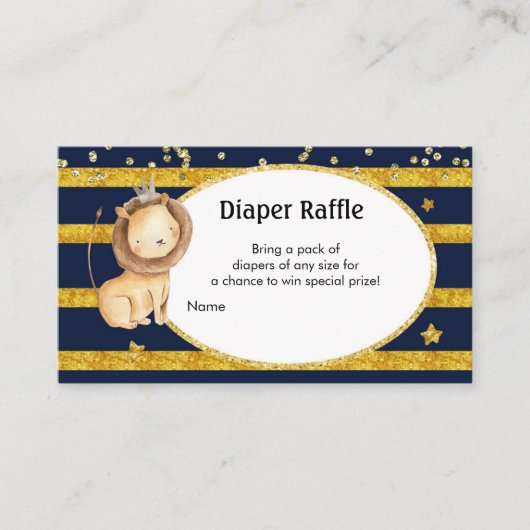 Navy Gold Lion Diaper Umschließungskarte Begleitkarte (Vorderseite)
