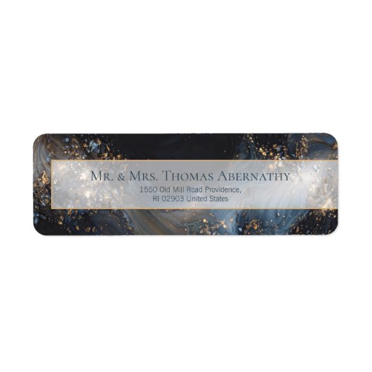 Navy Gold Liquid Marble Return Address (Vorne)