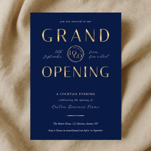 Navy & Gold Logo Business Grand Opening Corporate Einladung