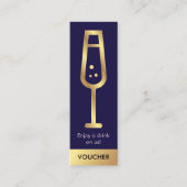 Navy & Gold Logo Elegant Event Free Drink Voucher Mini Visitenkarte (Vorderseite)