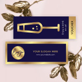 Navy & Gold Logo Elegant Event Free Drink Voucher Mini Visitenkarte