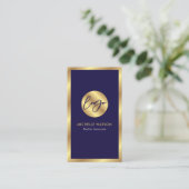Navy & Gold Logo Elegant Notary Real Estate Photo Visitenkarte (Stehend Vorderseite)