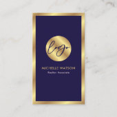Navy & Gold Logo Elegant Notary Real Estate Photo Visitenkarte (Vorderseite)