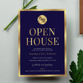 Navy & Gold Logo Modern Business Open House Einladung