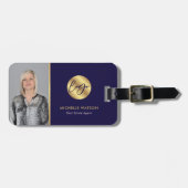 Navy & Gold Logo Modern Real Anwesen Agent Foto Gepäckanhänger (Vorderseite horizontal)