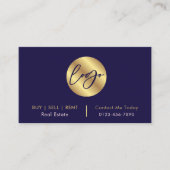 Navy & Gold Logo Modern Real Anwesen QR Code Visitenkarte (Vorderseite)