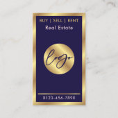 Navy & Gold Logo Moderner Notar-Real-Anwesen QR-Co Visitenkarte (Vorderseite)