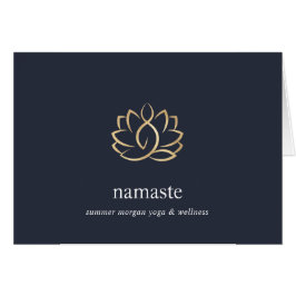 Navy & Gold Lotus Blume Logo-Mitteilungskarten