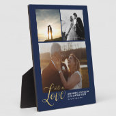 Navy & Gold Love Anniversary Gift Foto Collage Fotoplatte (Seite)