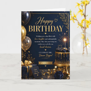 Navy Gold Luxus Geburtstagskarte Karte