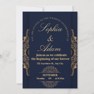 Navy & Gold Mandala-Einladung Save The Date
