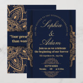 Navy & Gold Mandala-Einladung Save The Date (Vorne/Hinten)