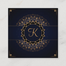 Navy Gold Mandala Elegant Yoga Instructor Quadratische Visitenkarte