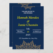 Navy & Gold Mandala - Elegante Einladung zur Hochz (Vorne/Hinten)