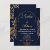 Navy & Gold Mandala Invitation Begleitkarte (Vorne/Hinten)