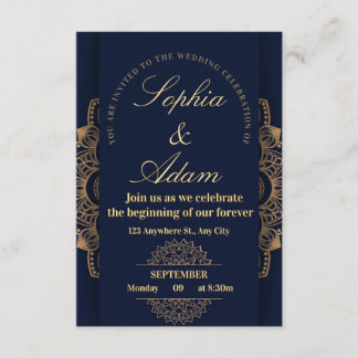 Navy & Gold Mandala Invitation Begleitkarte