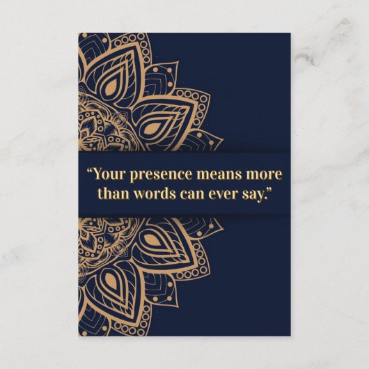 Navy & Gold Mandala Invitation Begleitkarte (Rückseite)