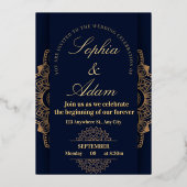 Navy & Gold Mandala Invitation Folieneinladung (Vorderseite)