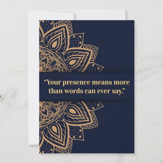 Navy & Gold Mandala Invitation Save The Date (Rückseite)