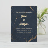 Navy Gold Marble Invite Einladung (Stehend Vorderseite)