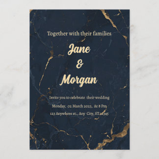 Navy Gold Marble Invite Einladung
