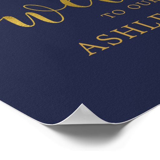 Navy Gold Marsala Boho Hochzeit im Herbst Willkomm Poster (Ecke)